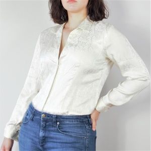 Vintage 100% Silk Paisley Print Blouse
